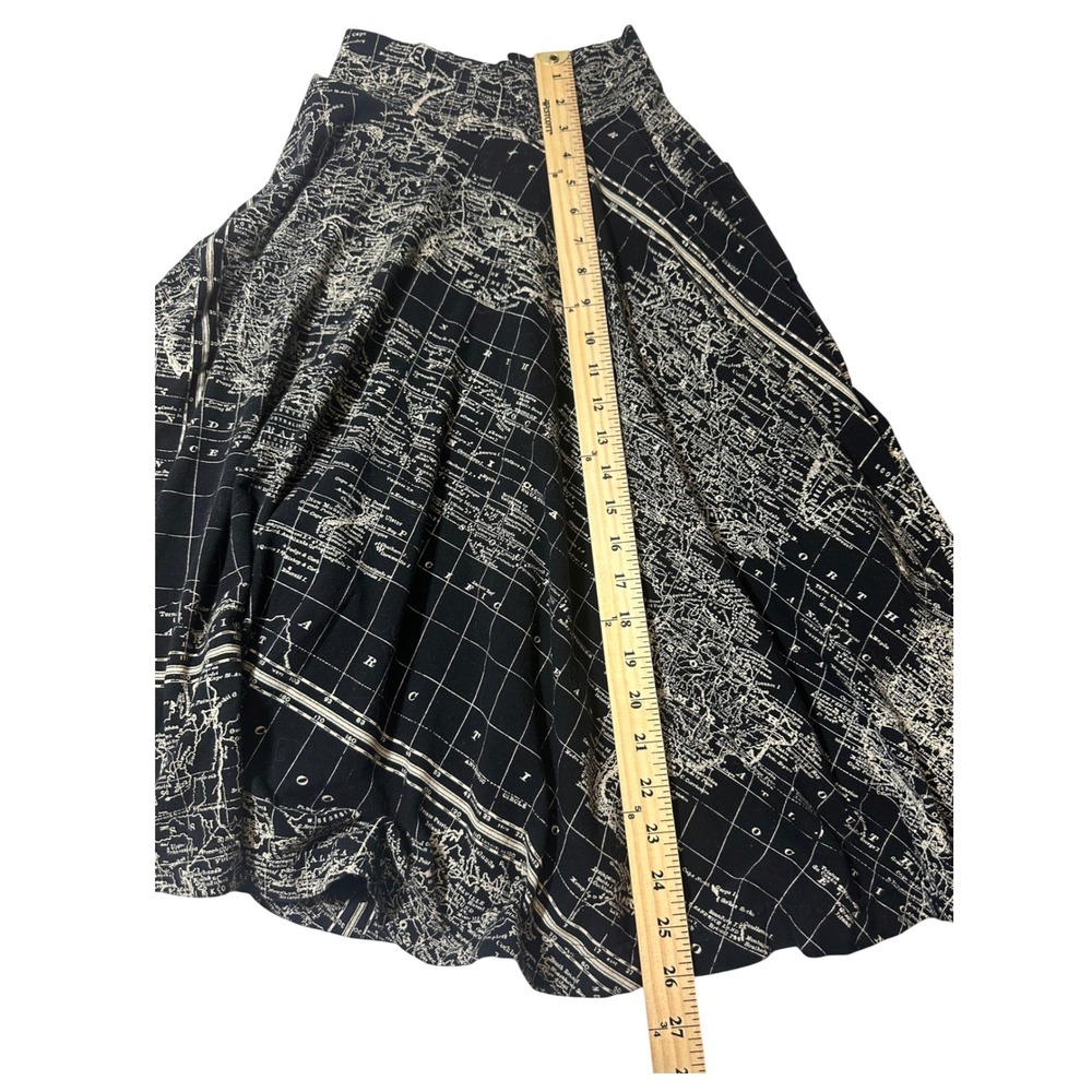 Effie's Heart Skirt Women XS Black Map Print A-Line Midi Pockets Excellent - Picture 10 of 10